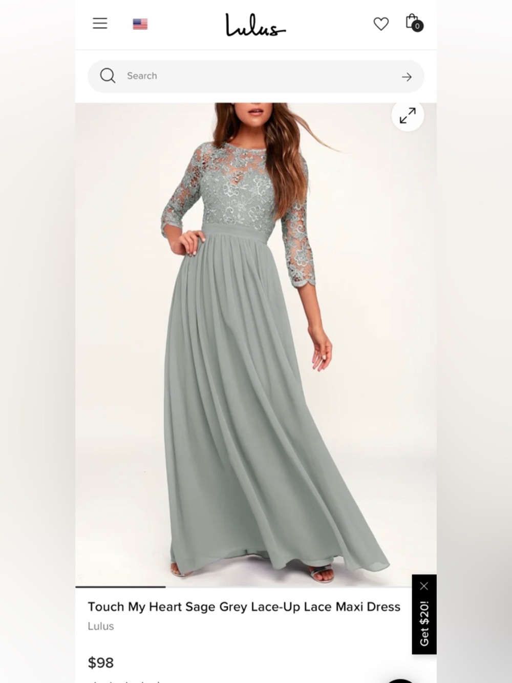 *NWT* Lulus tie-back, lace long sleeve maxi in light bluish-gray. Size medium - Picture 4 of 4